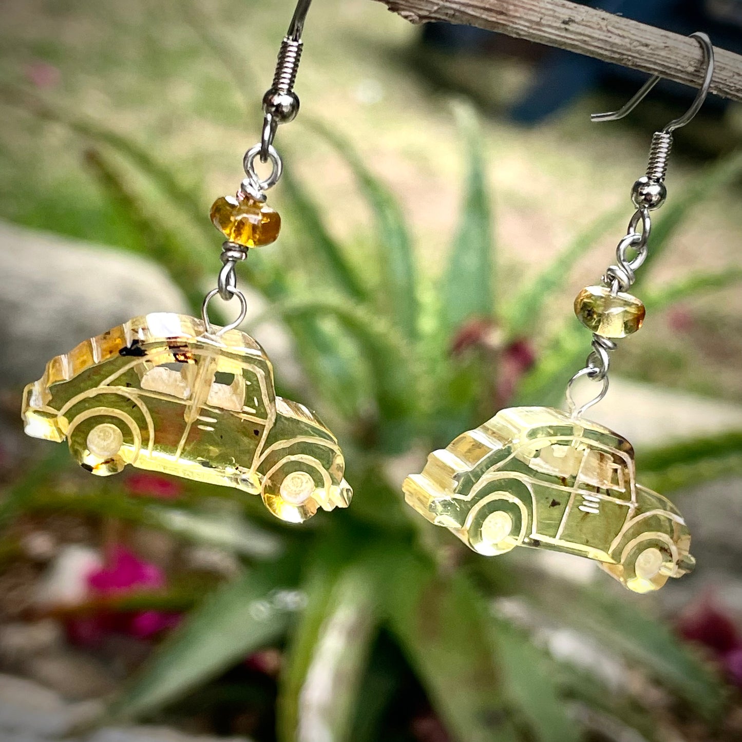 Amber Love Bug Earrings