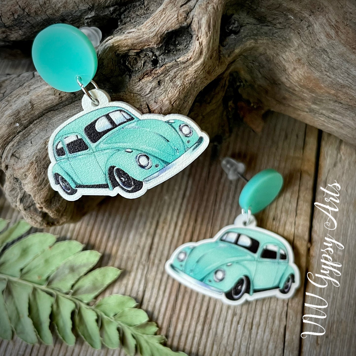 Love Bug Earrings Aqua Blue