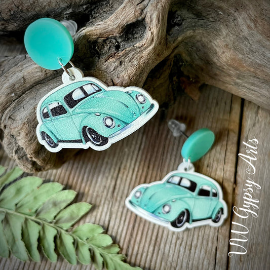 Love Bug Earrings Aqua Blue