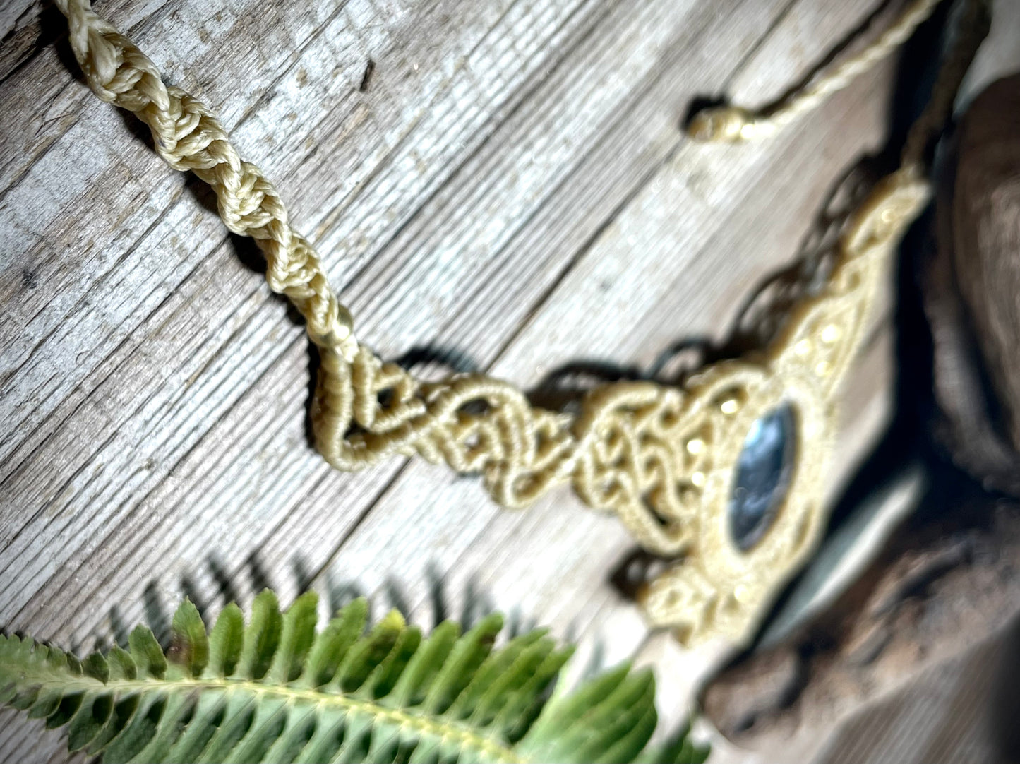 Snowflake Obsidian Macrame Necklace
