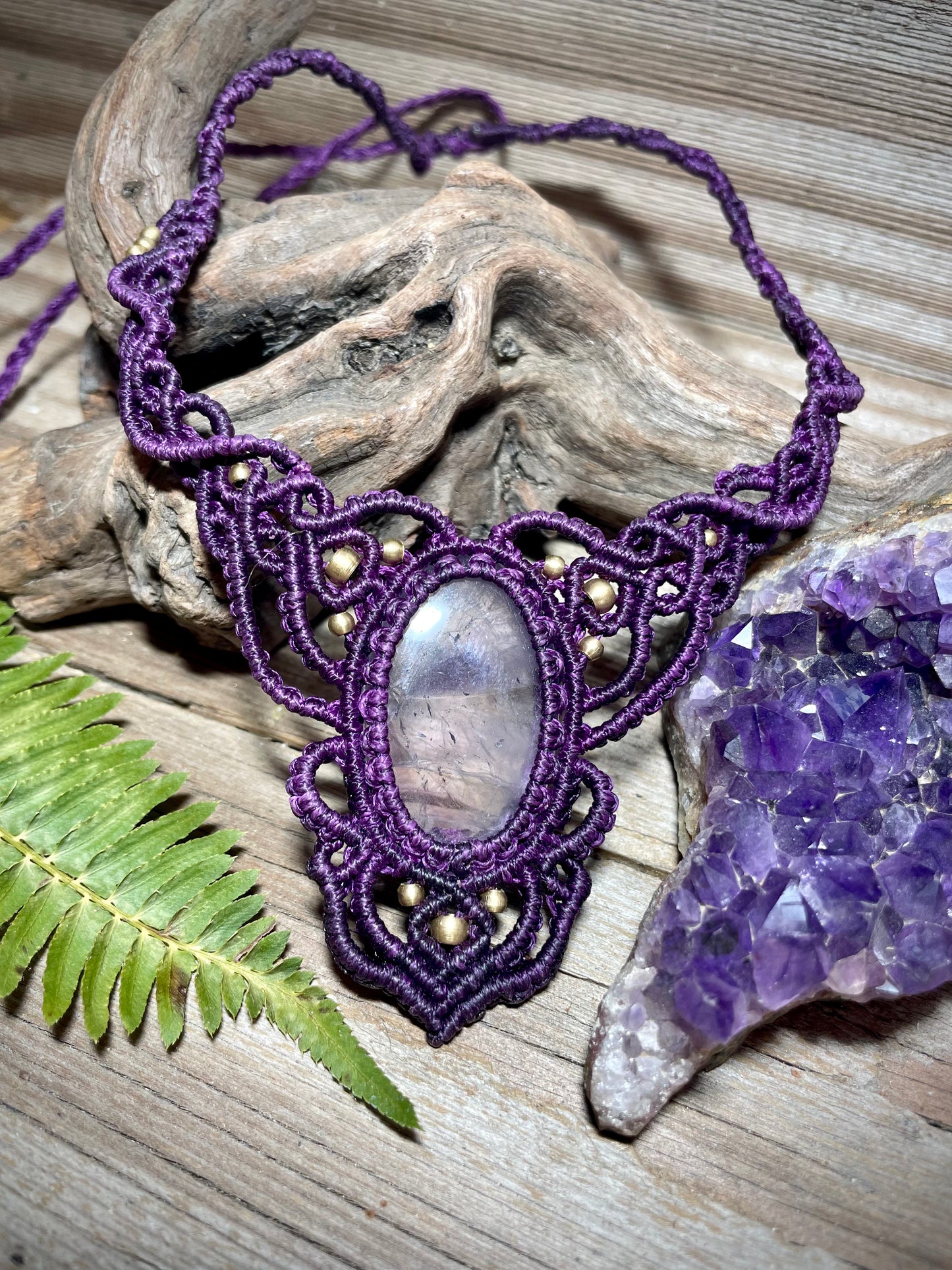 Purple Amethyst Macrame Necklace
