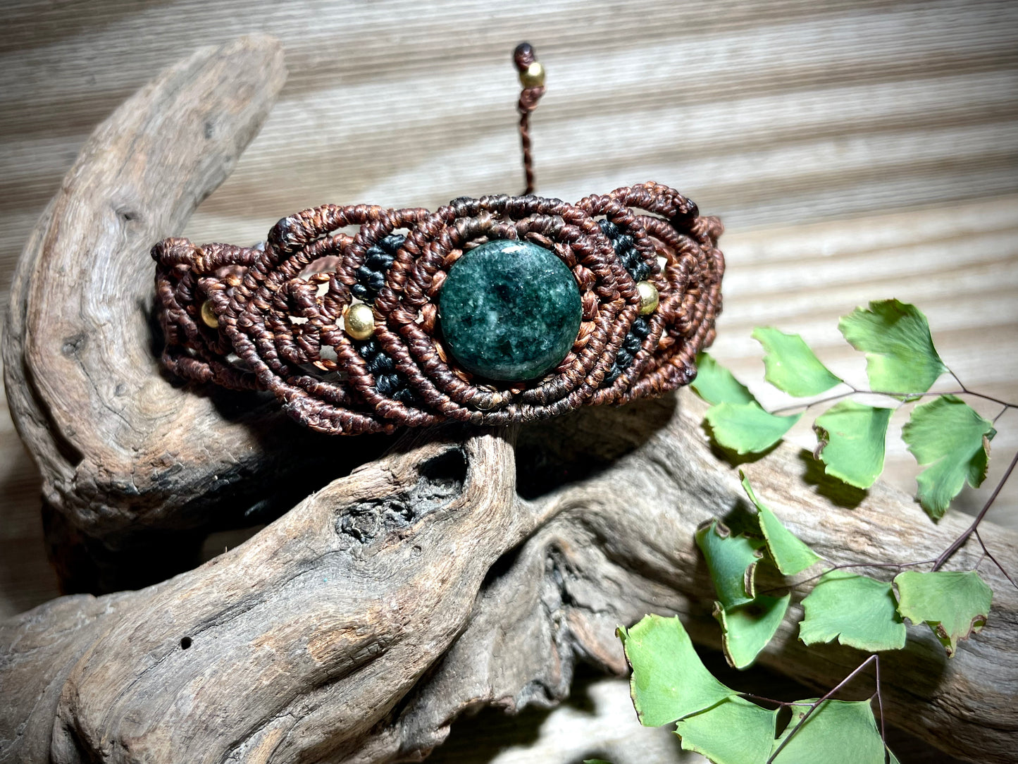 Jade in Brown Macrame Bracelet