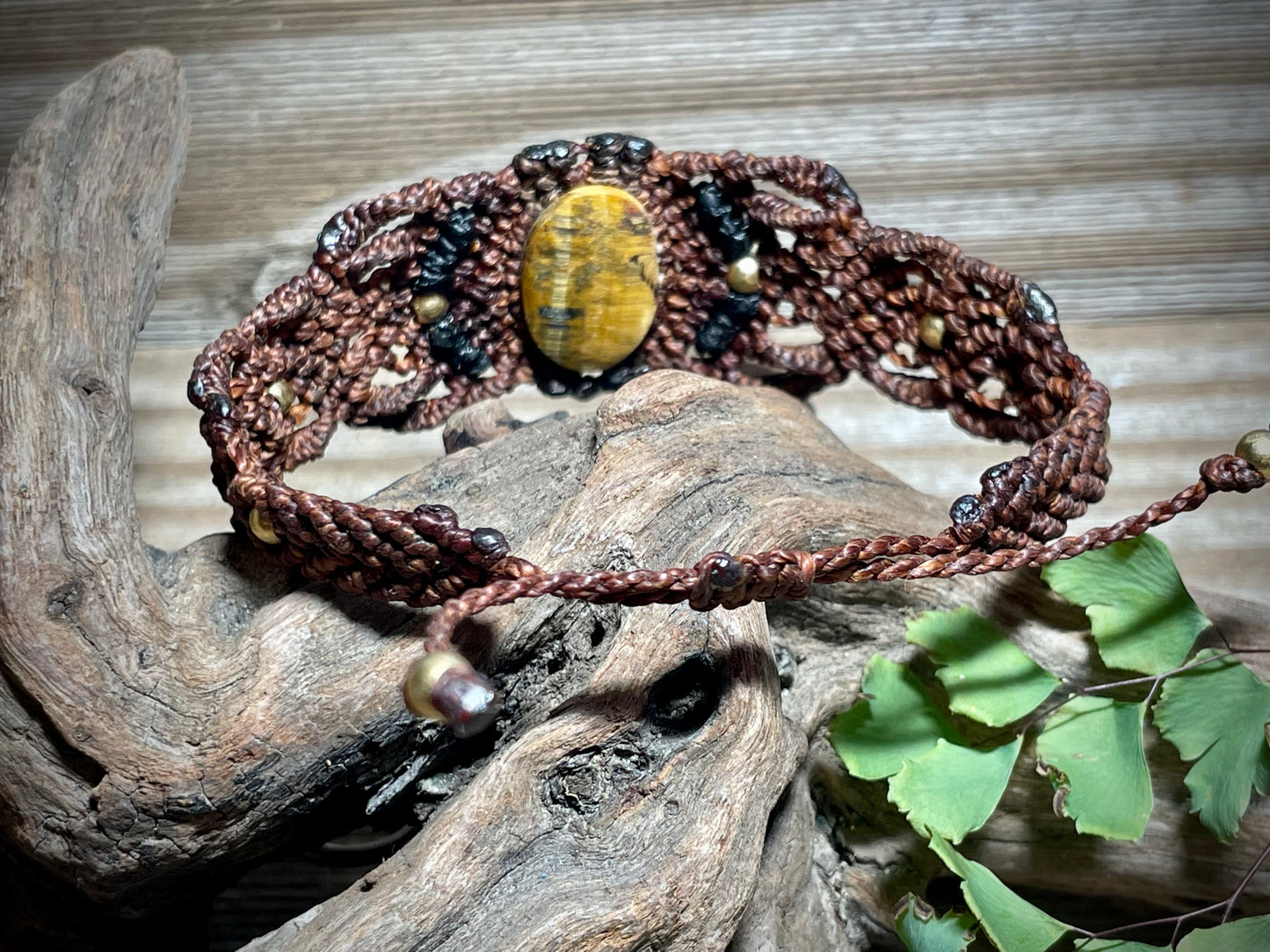 Tiger Eye in Brown Macrame Bracelet