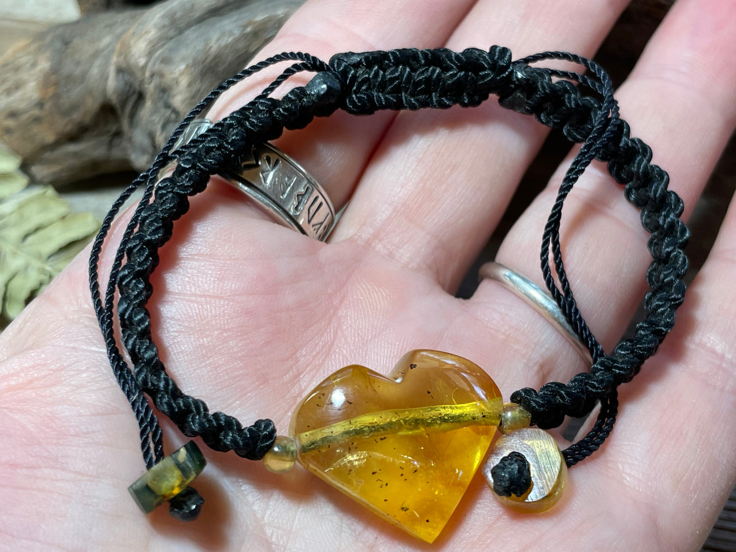 Amber Heart Bracelet Adjustable