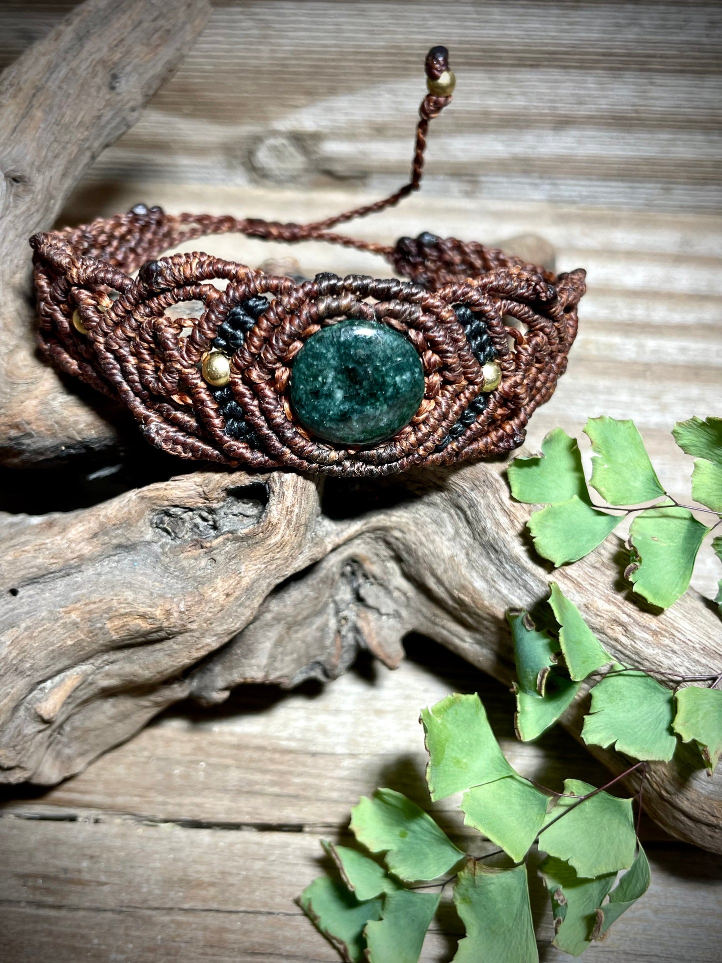 Jade in Brown Macrame Bracelet