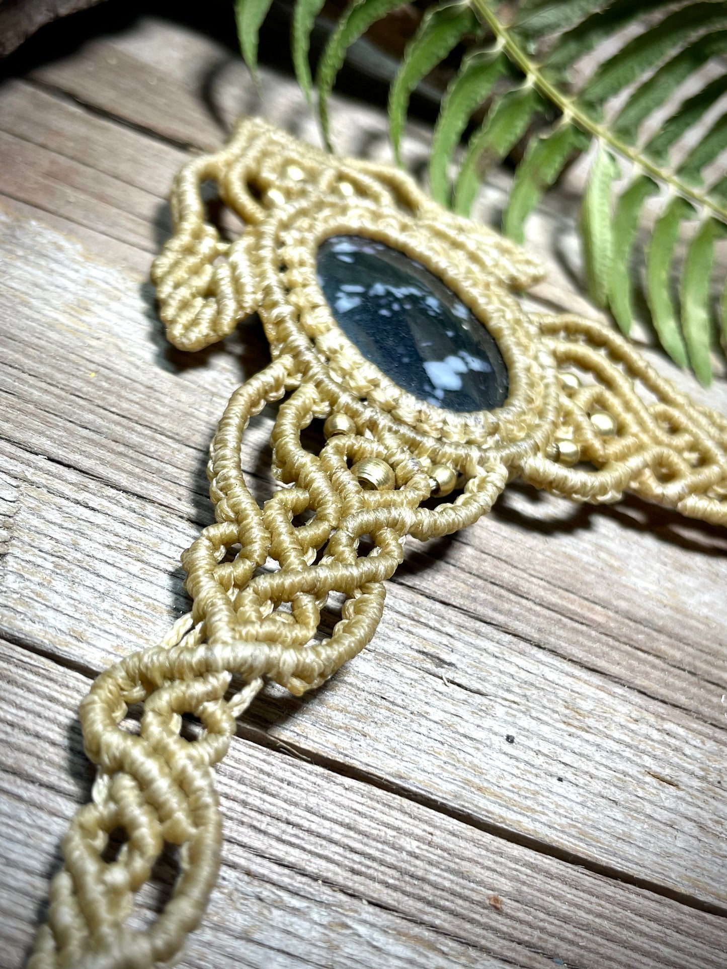 Snowflake Obsidian Macrame Necklace