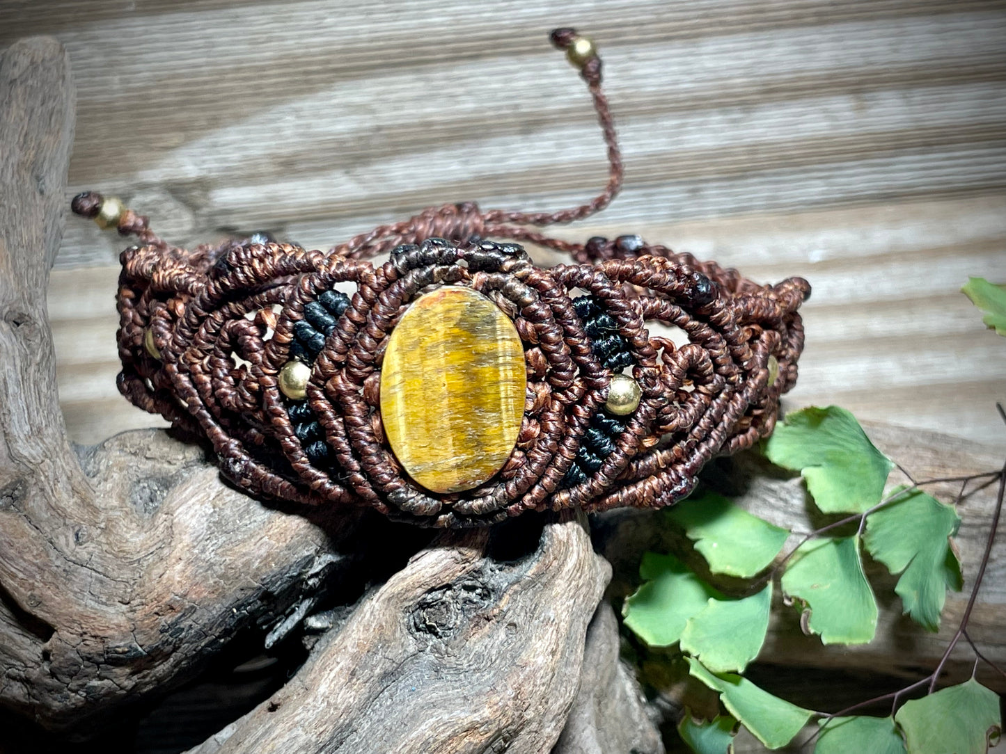 Tiger Eye in Brown Macrame Bracelet