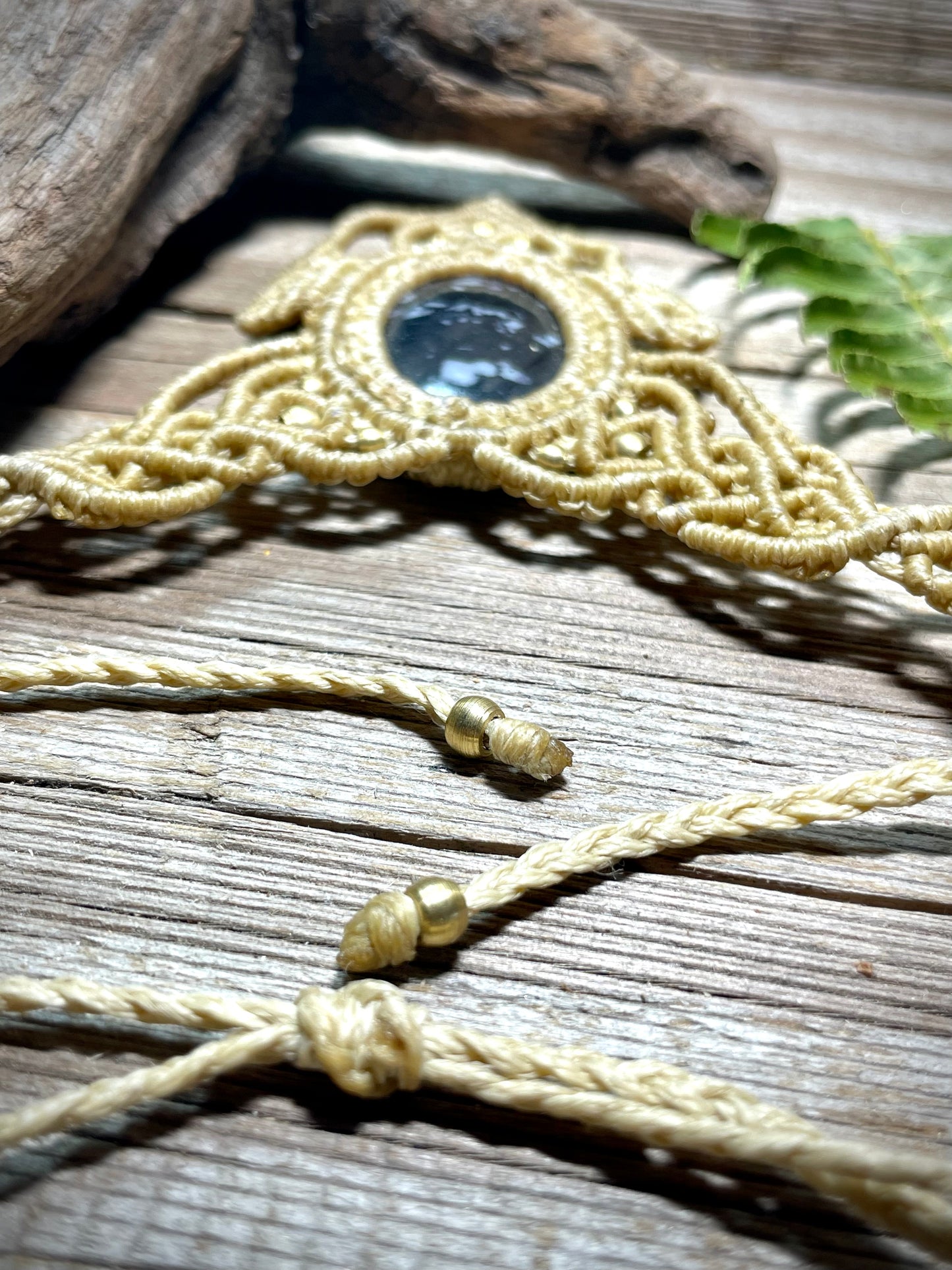 Snowflake Obsidian Macrame Necklace