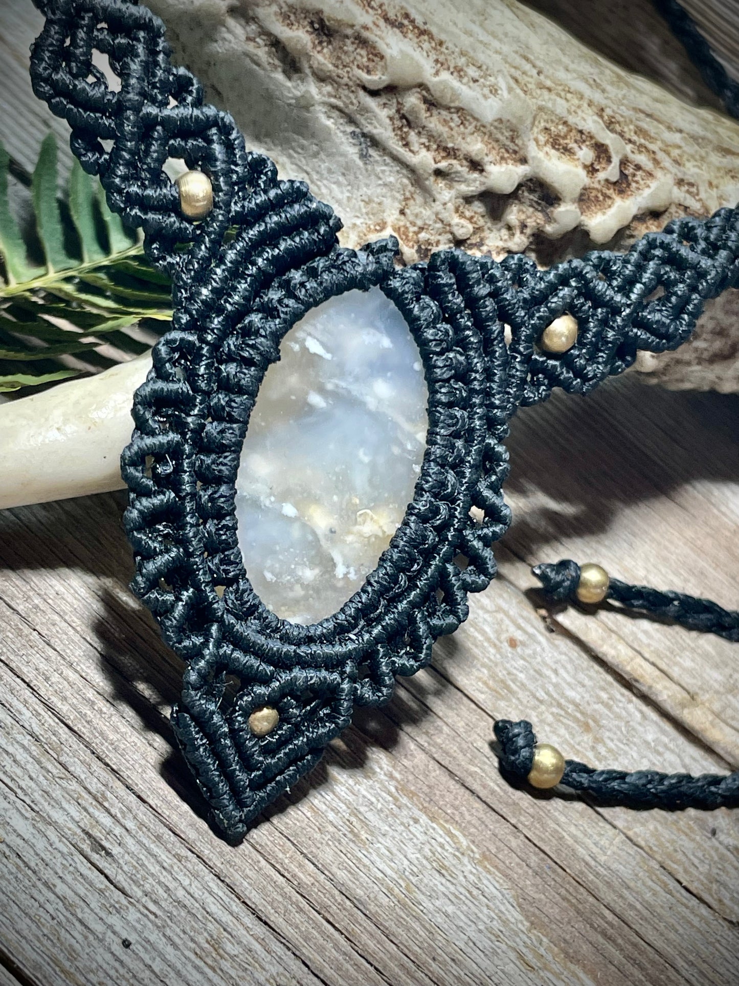 Dendritic Tiger Eye Macrame Necklace