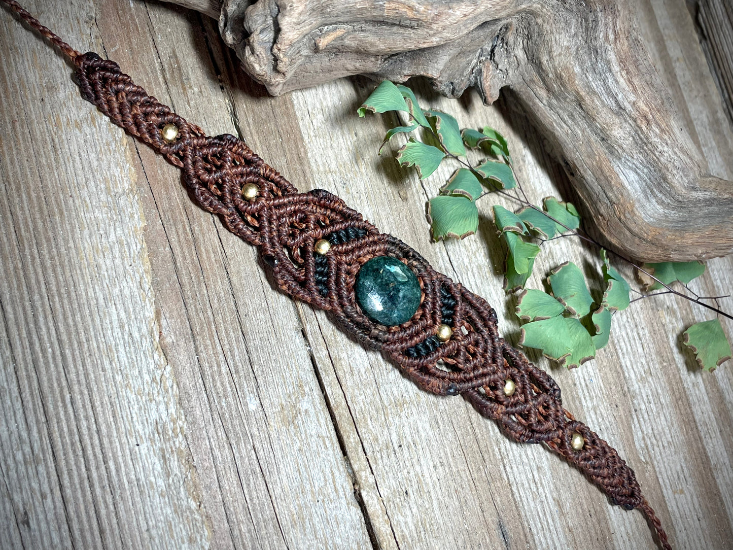 Jade in Brown Macrame Bracelet