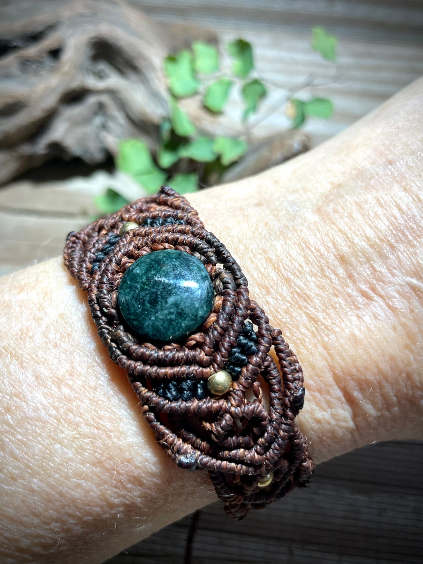 Jade in Brown Macrame Bracelet