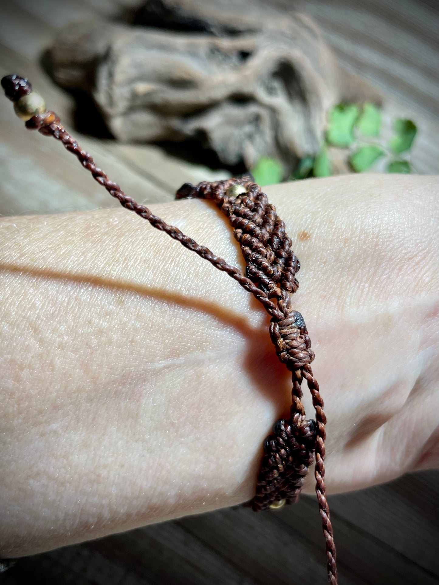 Jade in Brown Macrame Bracelet