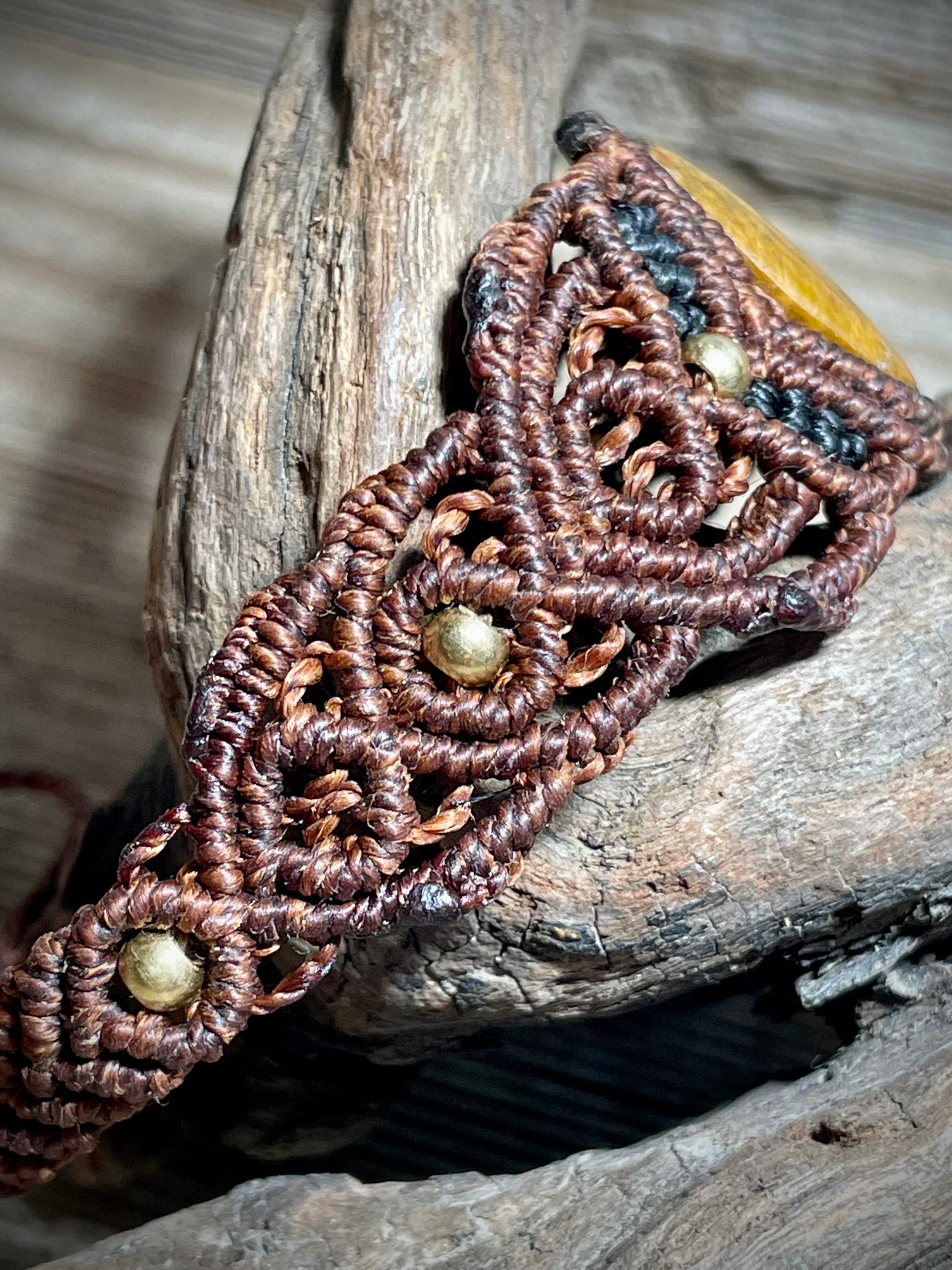 Tiger Eye in Brown Macrame Bracelet