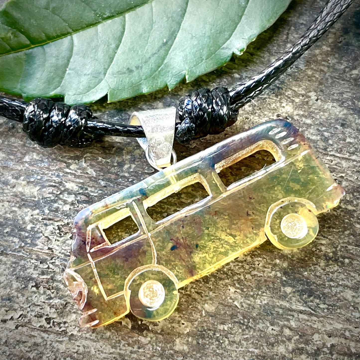 Amber Hippy Bus Necklace