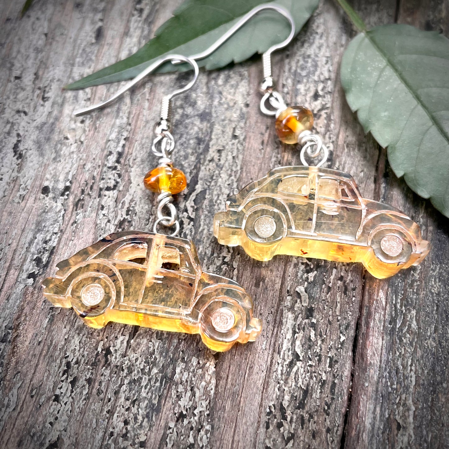 Amber Love Bug Earrings