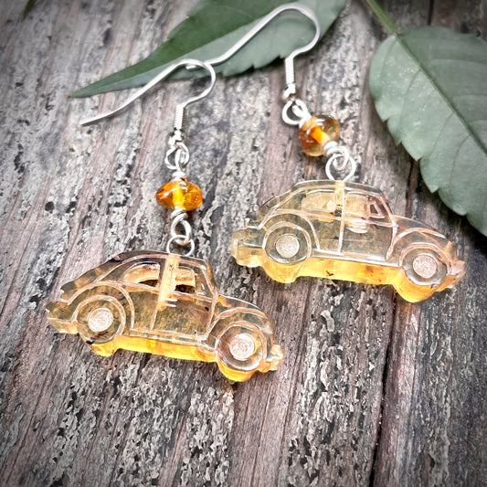 Amber Love Bug Earrings
