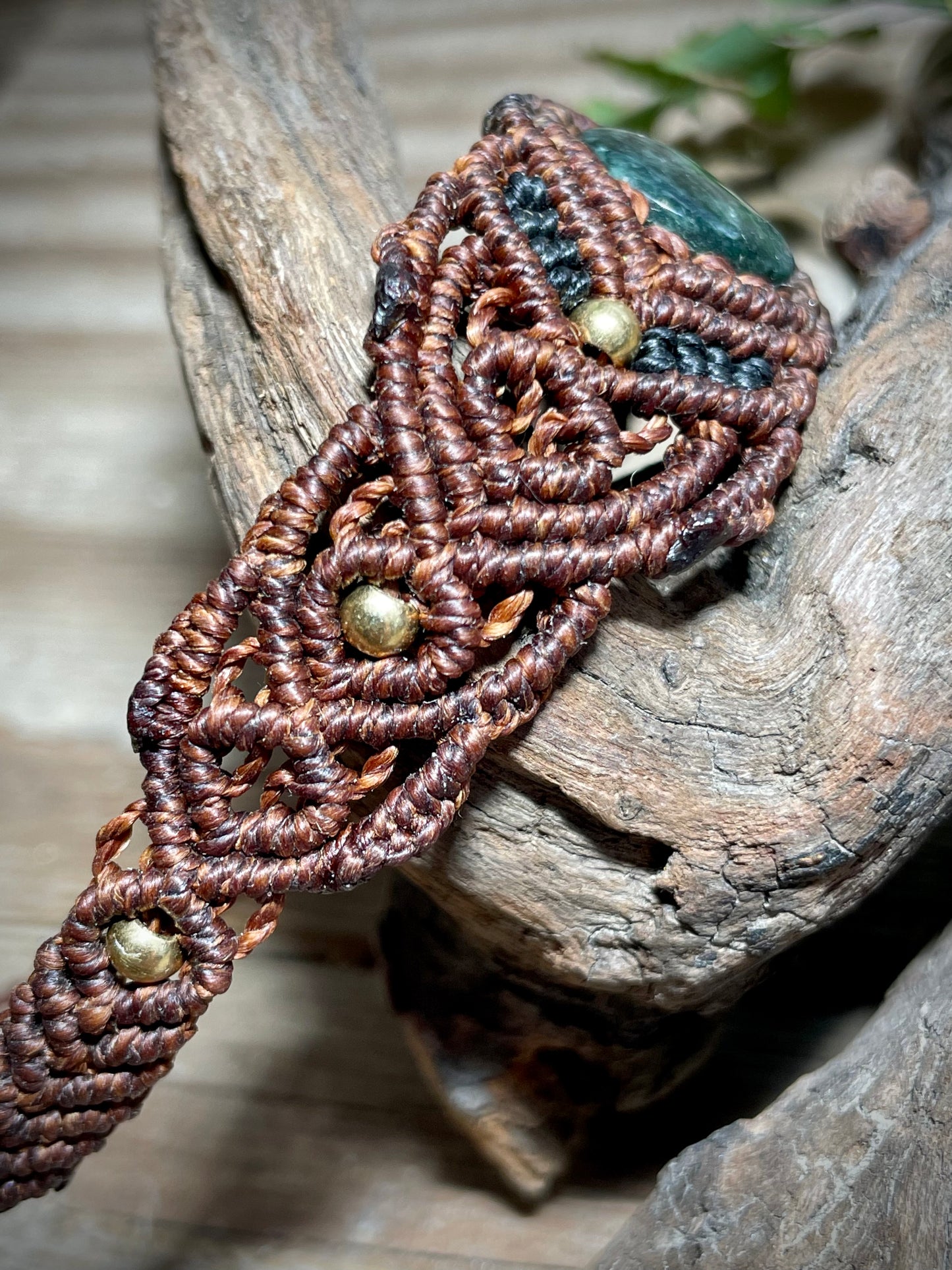 Jade in Brown Macrame Bracelet
