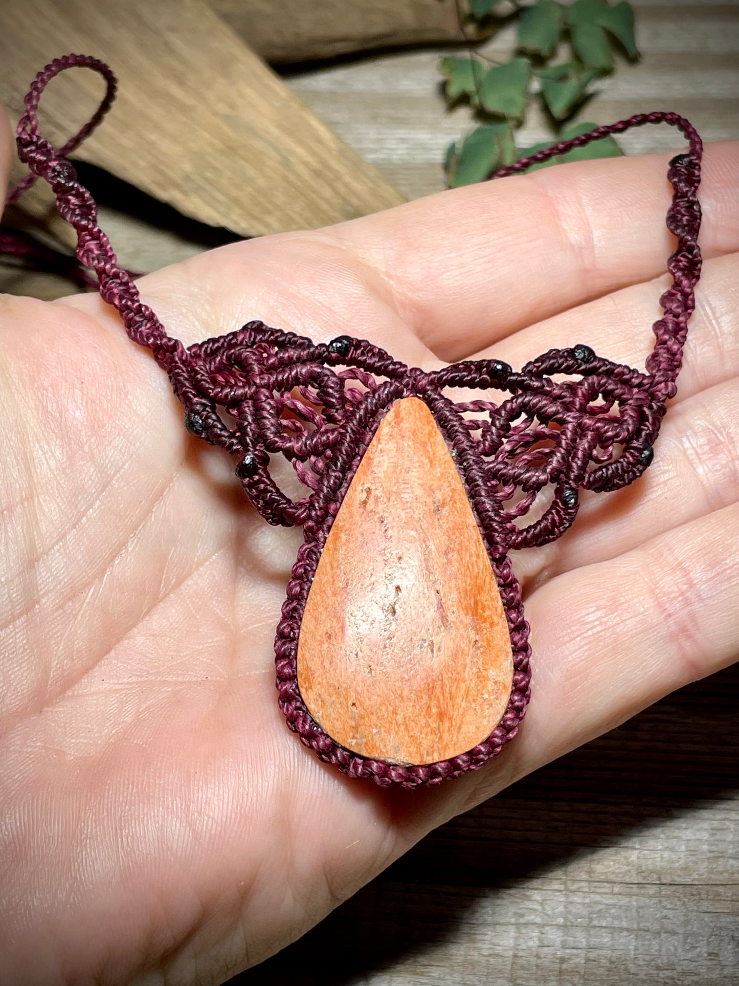 Orange Drop Macrame Necklace