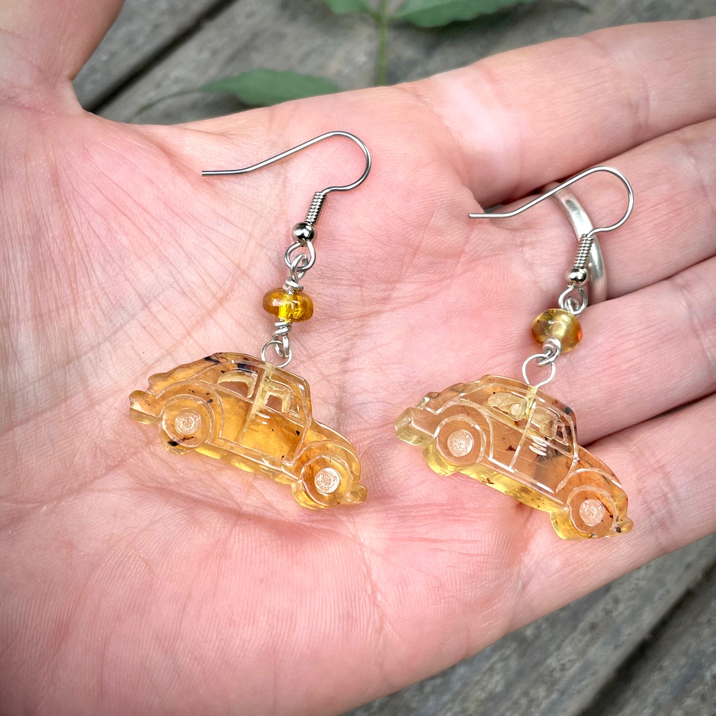 Amber Love Bug Earrings
