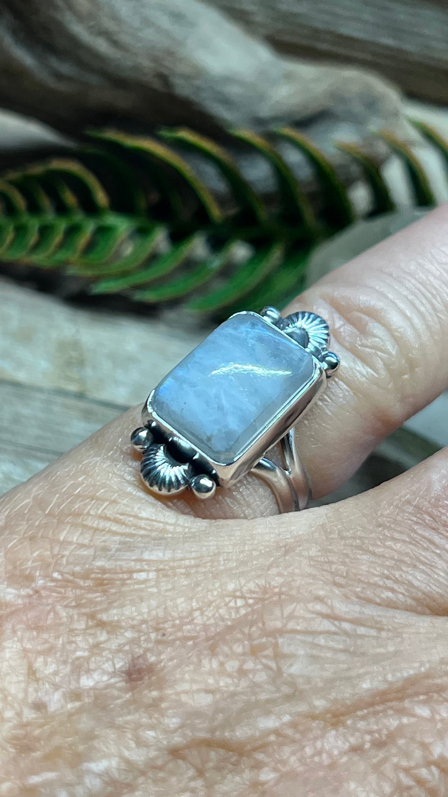 Moonstone Rectangular Sterling Silver Rings