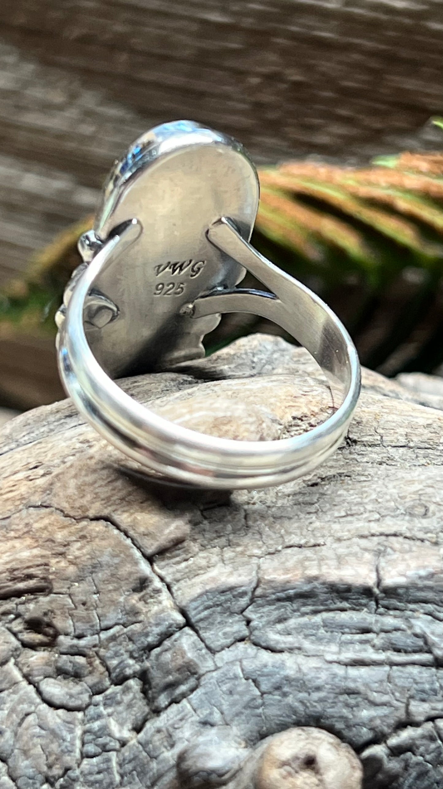 Amber Henna Sterling Silver Ring 7.5