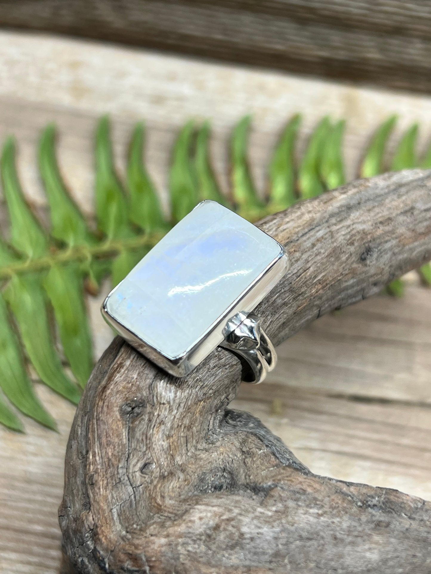 Moonstone Rectangular Sterling Silver Rings