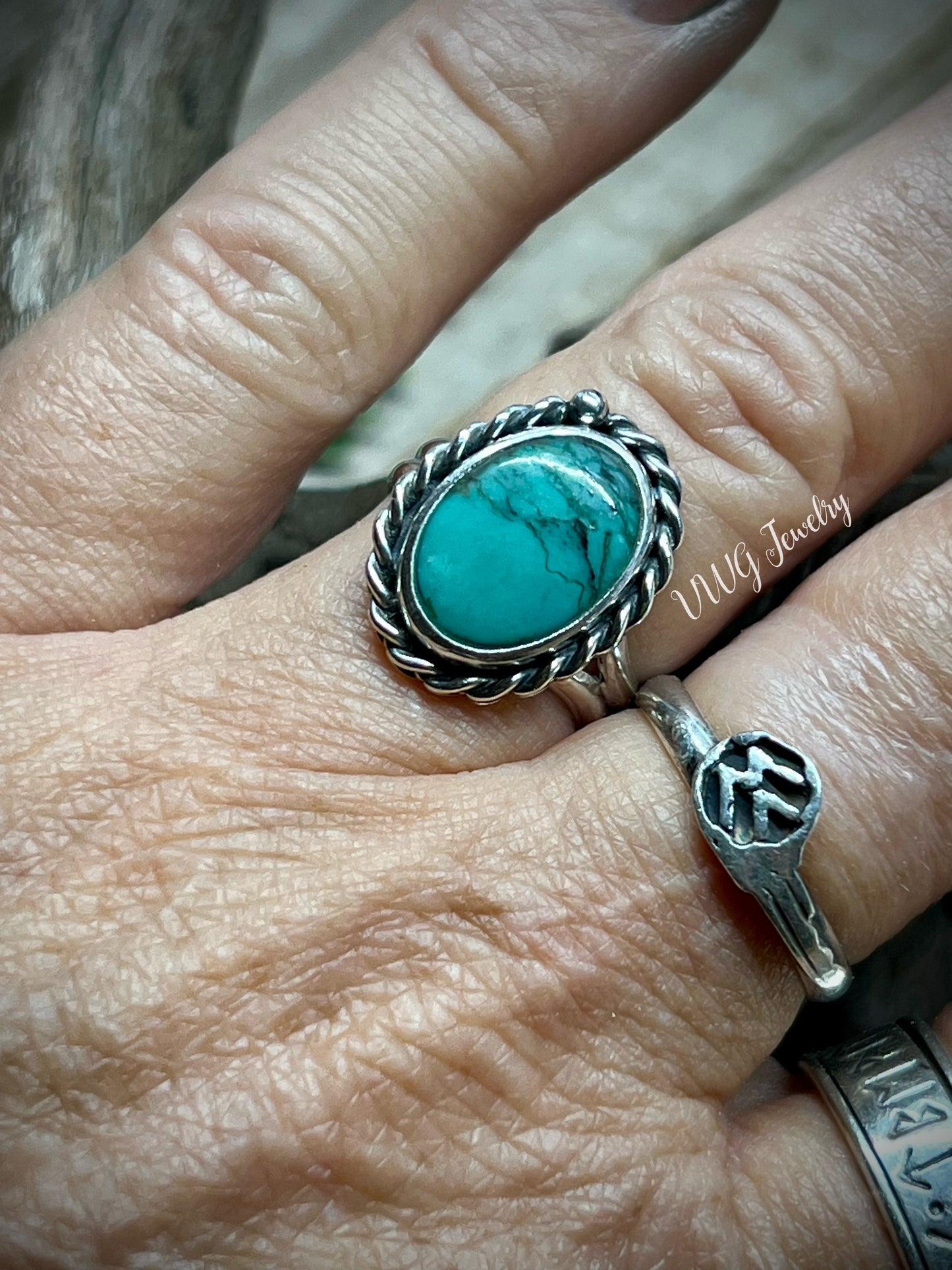 Turquoise Sterling Silver Ring Size 6.5