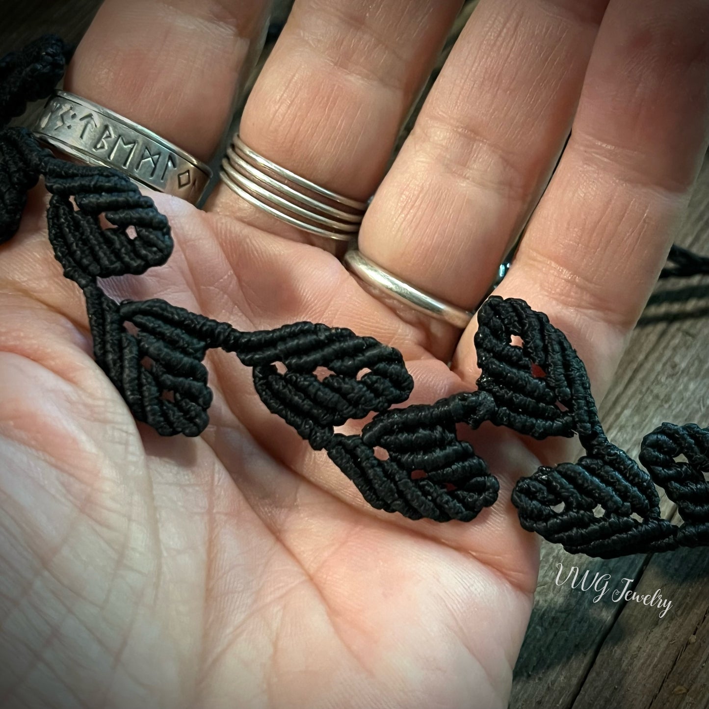 Black Leaf Macrame Necklace