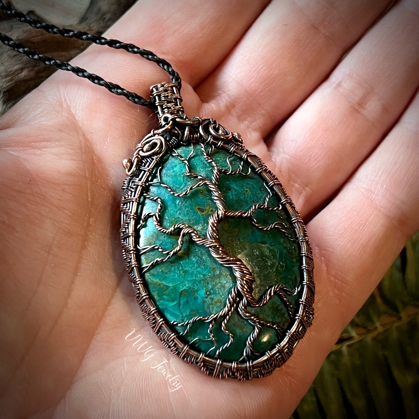 Chrysocolla Tree of Life Wire Wrap Necklace