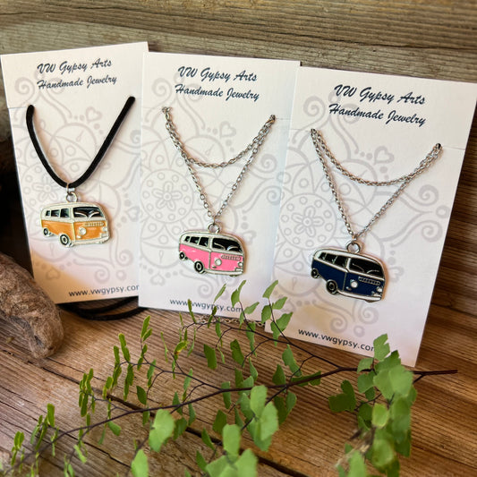 Hippy Bay Bus Enamel Necklace