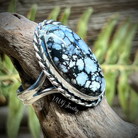 White Buffalo Turquoise Sterling Silver Ring Size 8