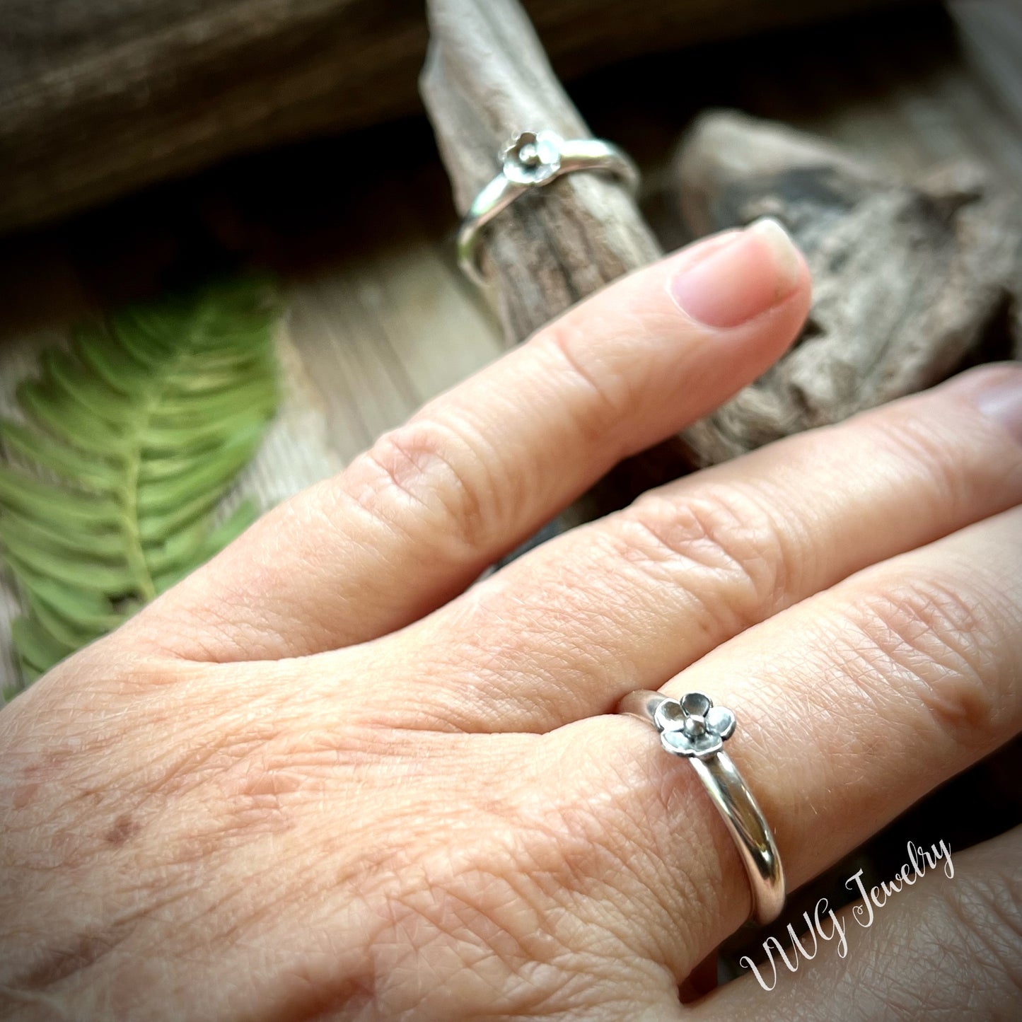 Flower and Leaf Nesting Stacker Rings .925