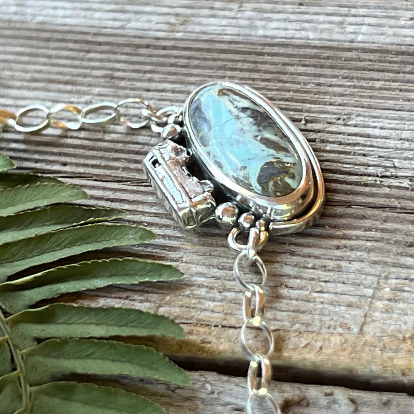 Turquoise Lg Bus Sterling Silver Necklace