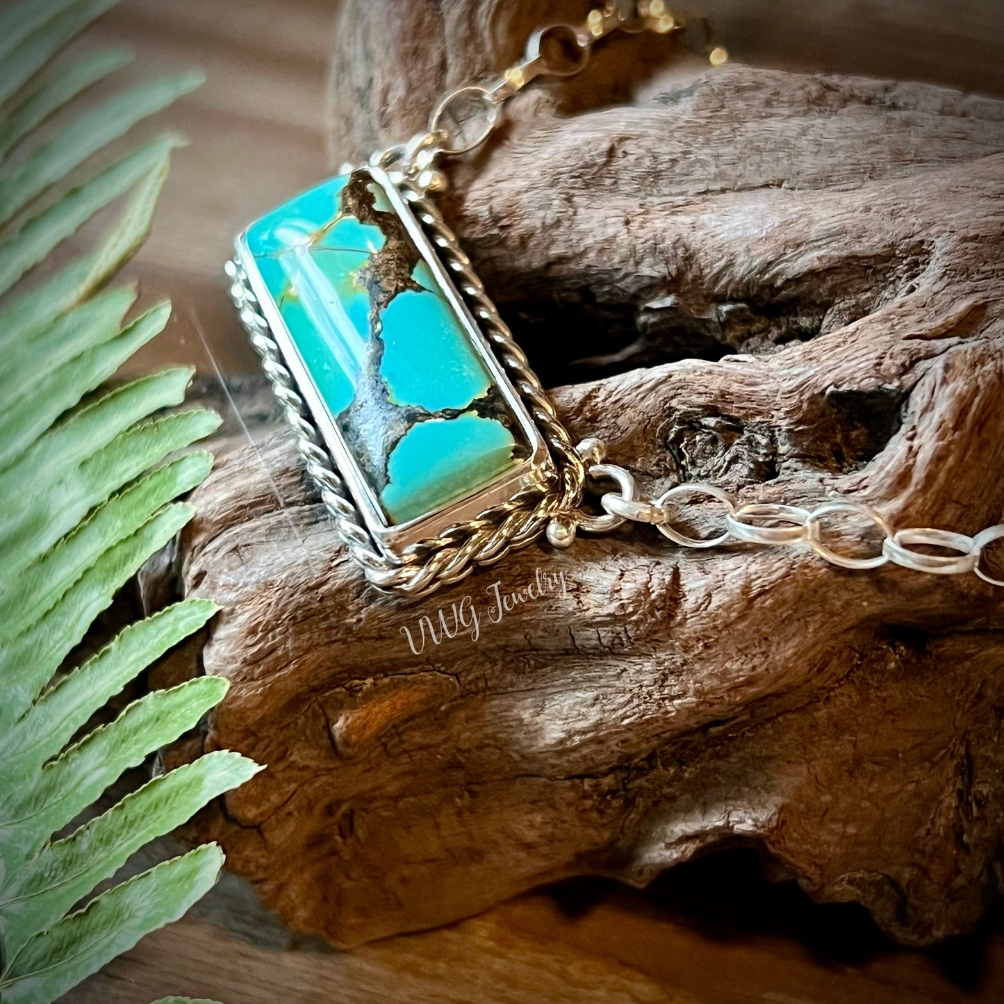 Turquoise Rectangle Sterling Silver .925 Pendant Necklace