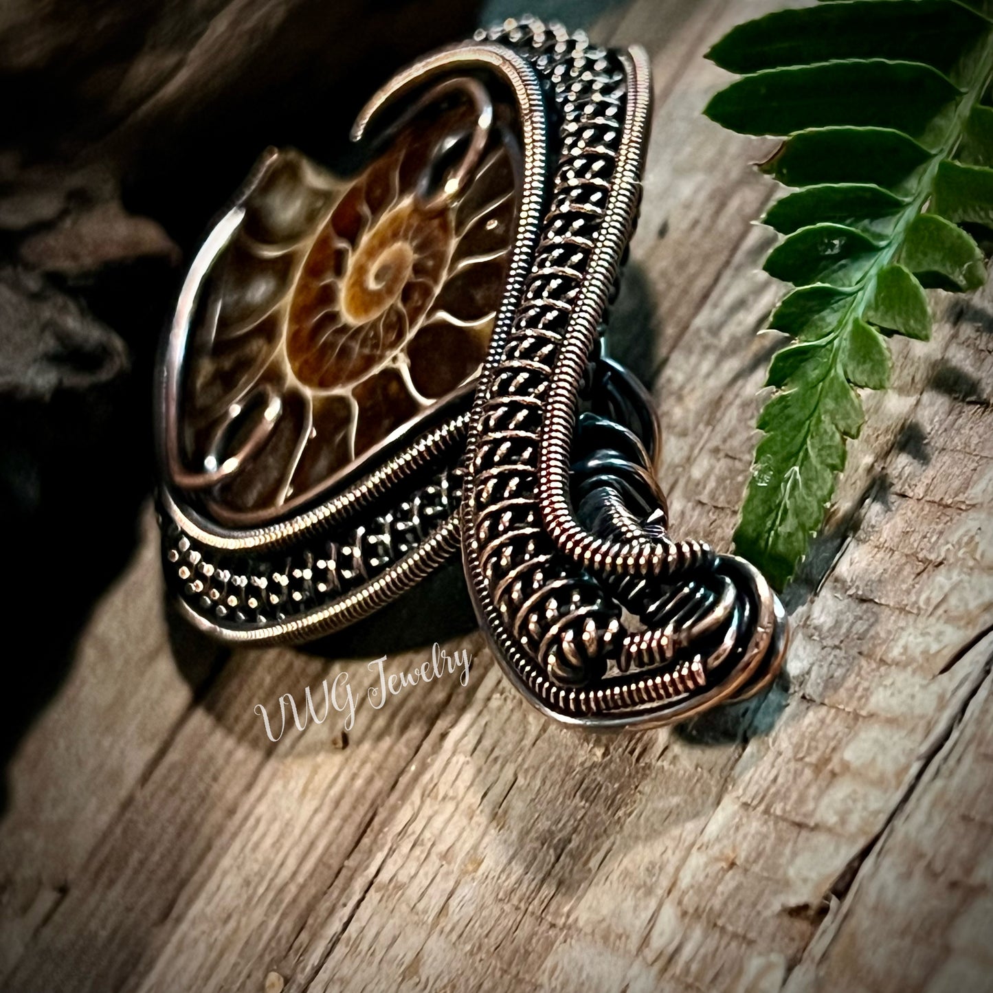 Ammonite Wire Wrap Pendant