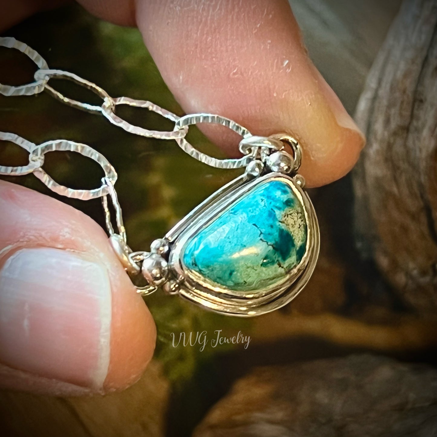 Small Turquoise Sterling Silver .925 Pendant Necklace