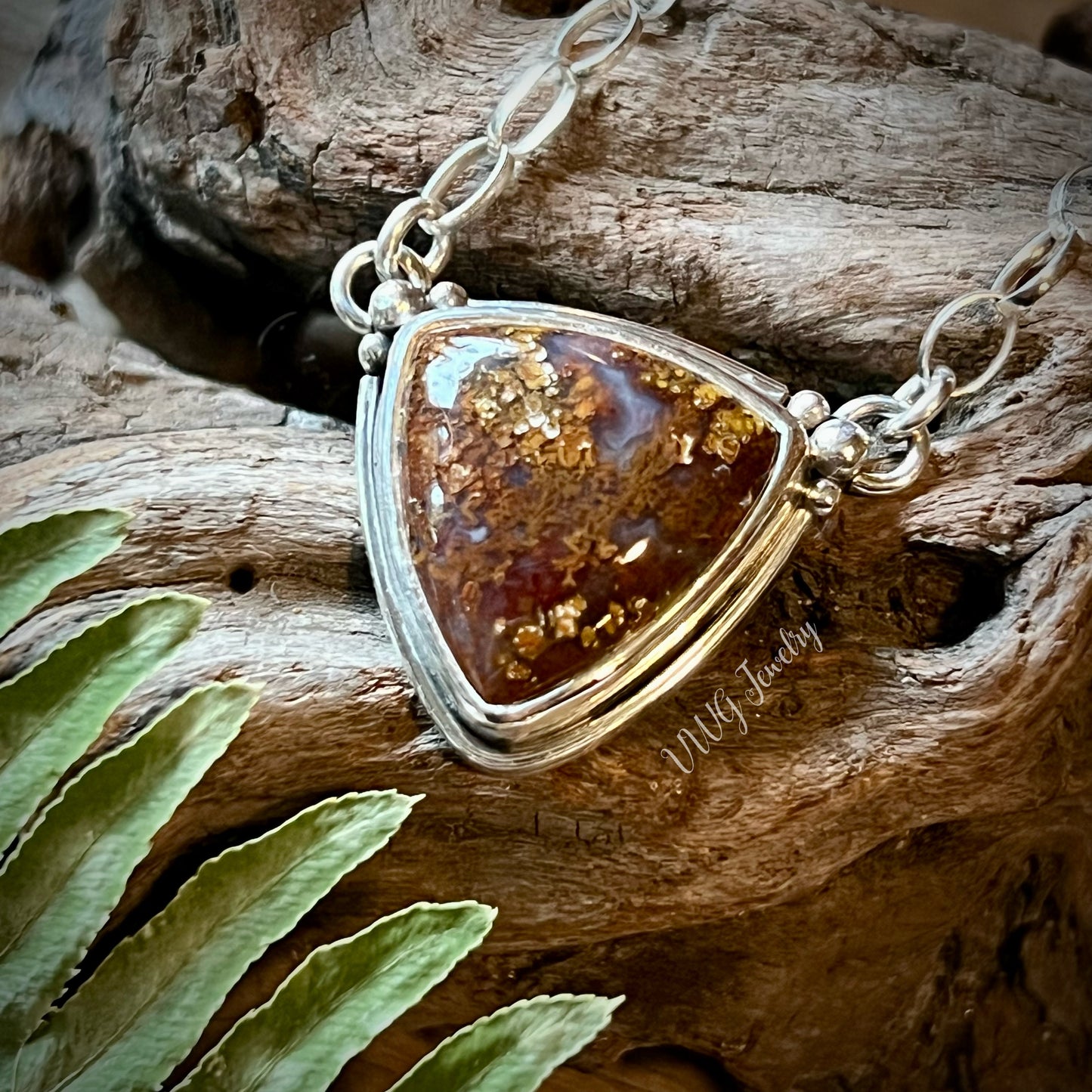 Moss Agate Sterling Silver .925 Pendant Necklace