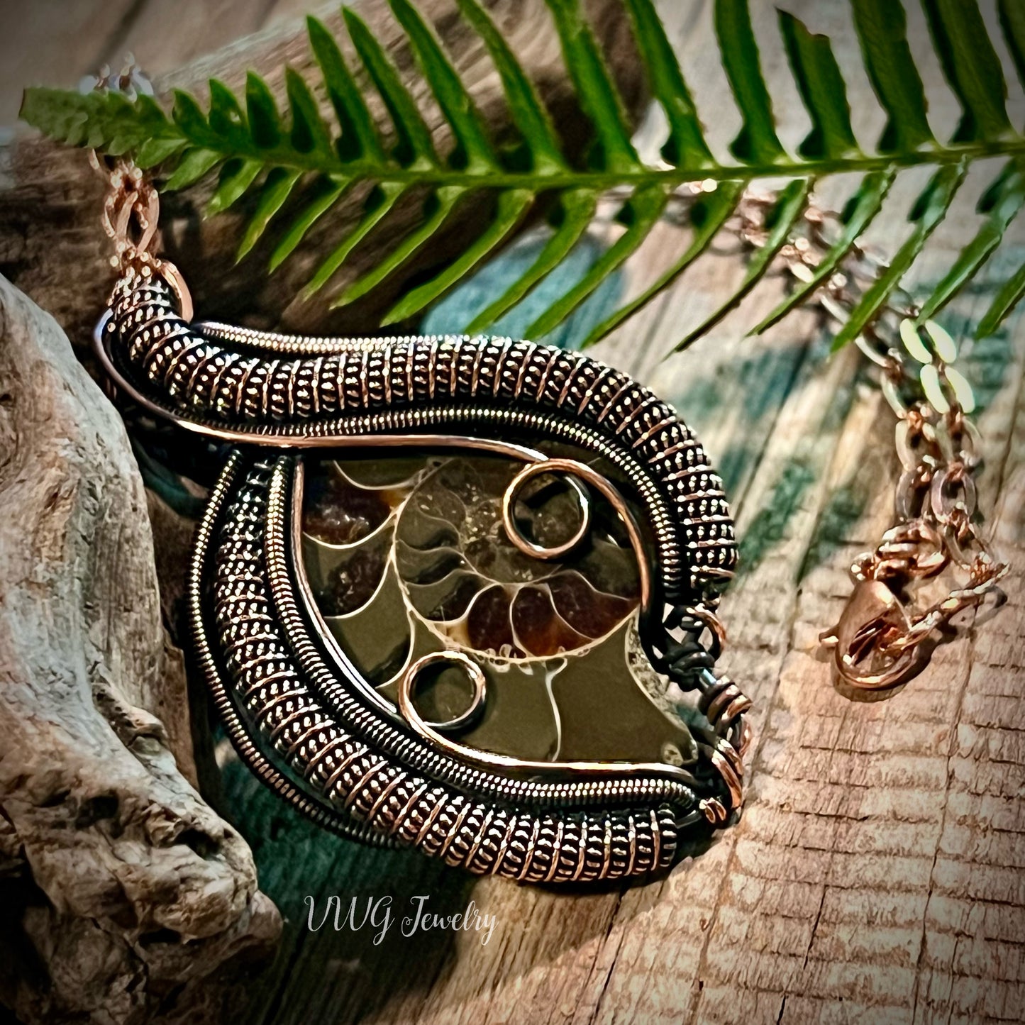 Ammonite Wire Wrap Necklace