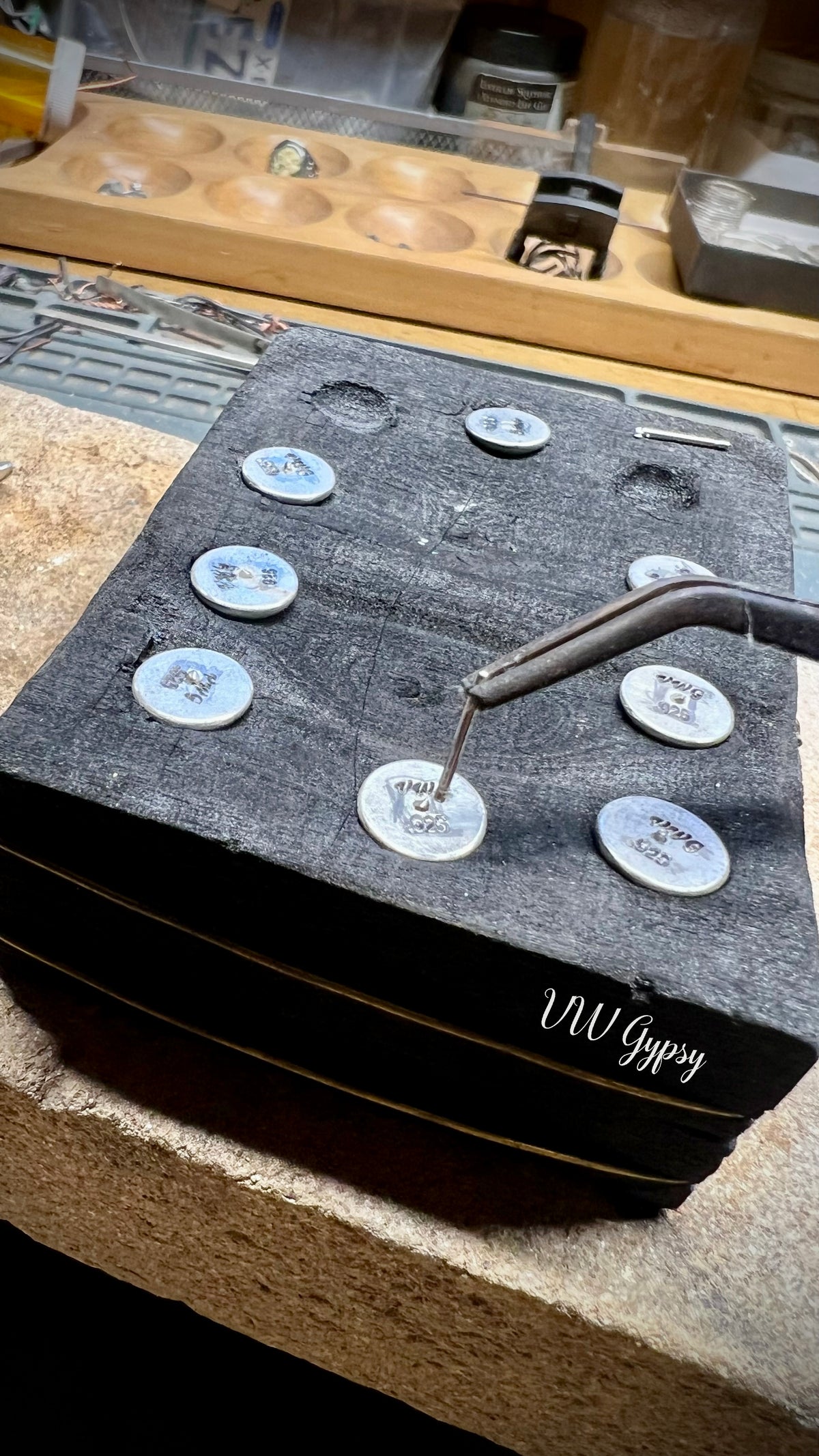 Hub Cap Stud earring in Sterling Silver