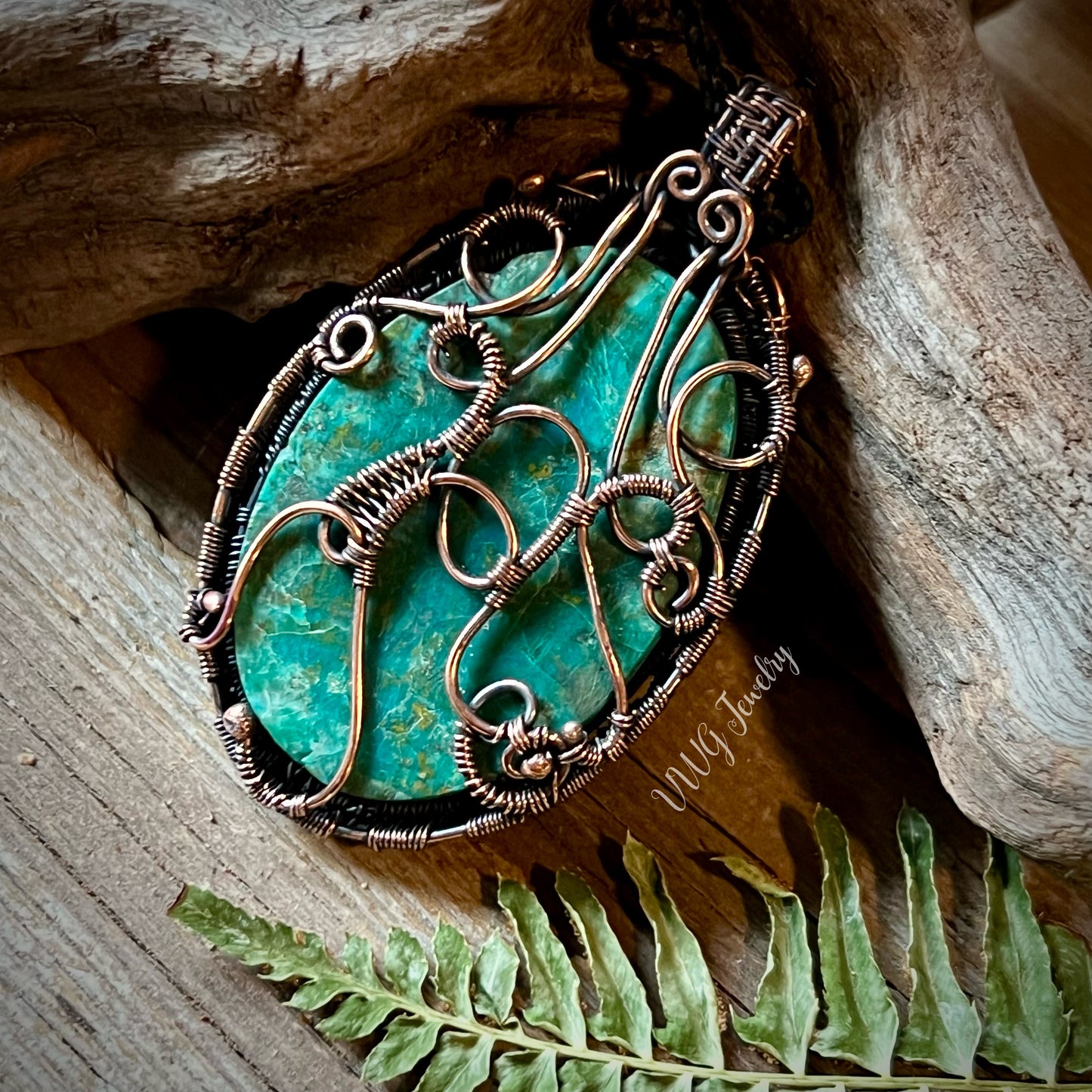 Chrysocolla Tree of Life Wire Wrap Necklace