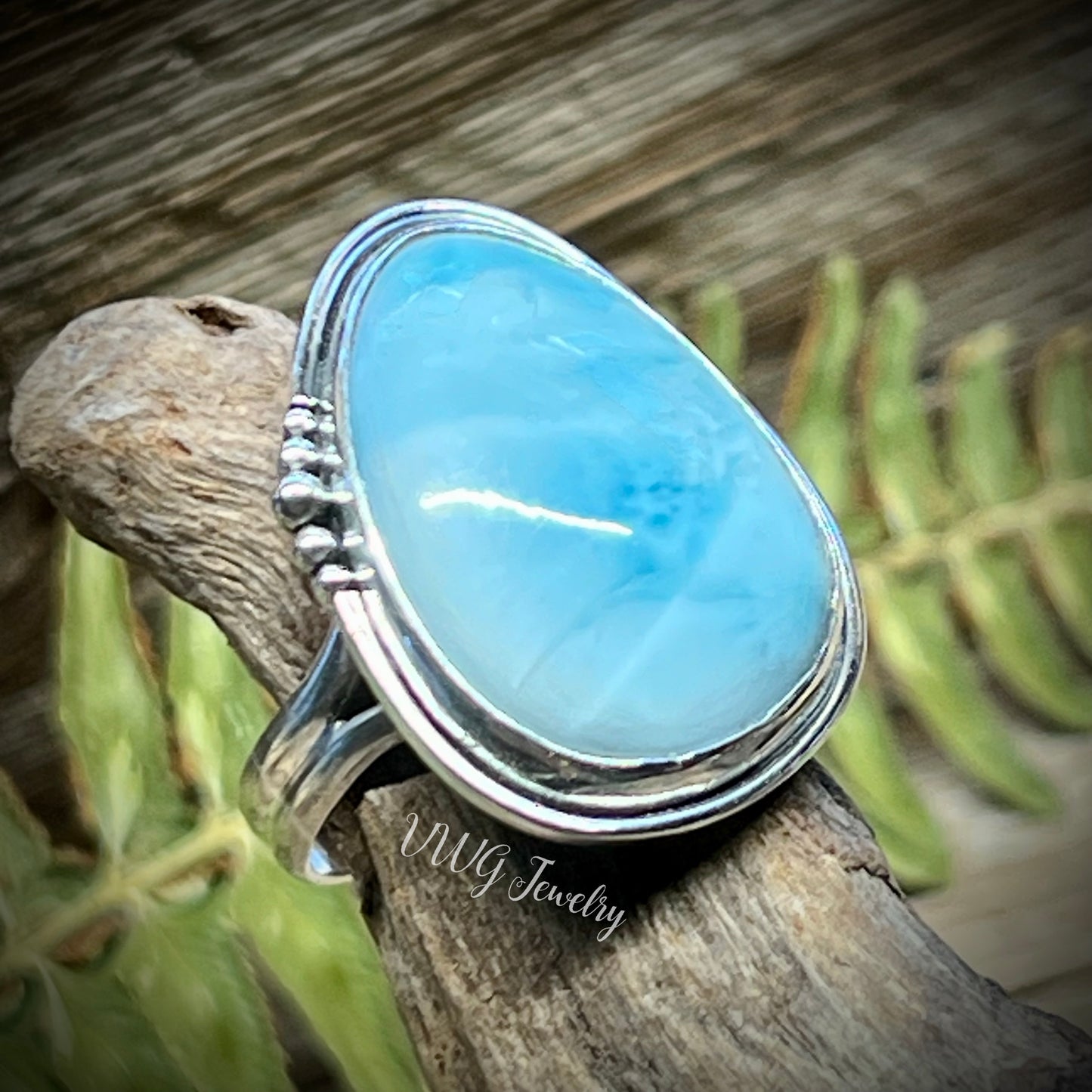 Larimar Sterling Silver 925 Ring Size 8
