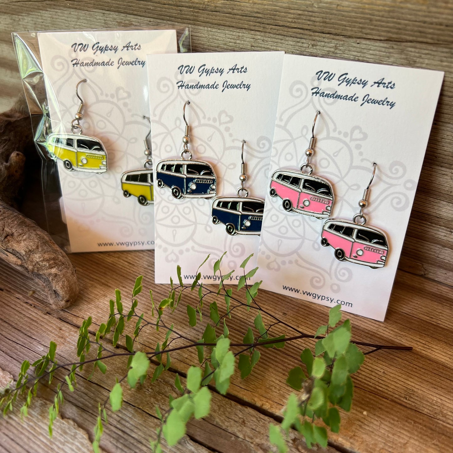 Hippy Bay Bus Enamel Earrings