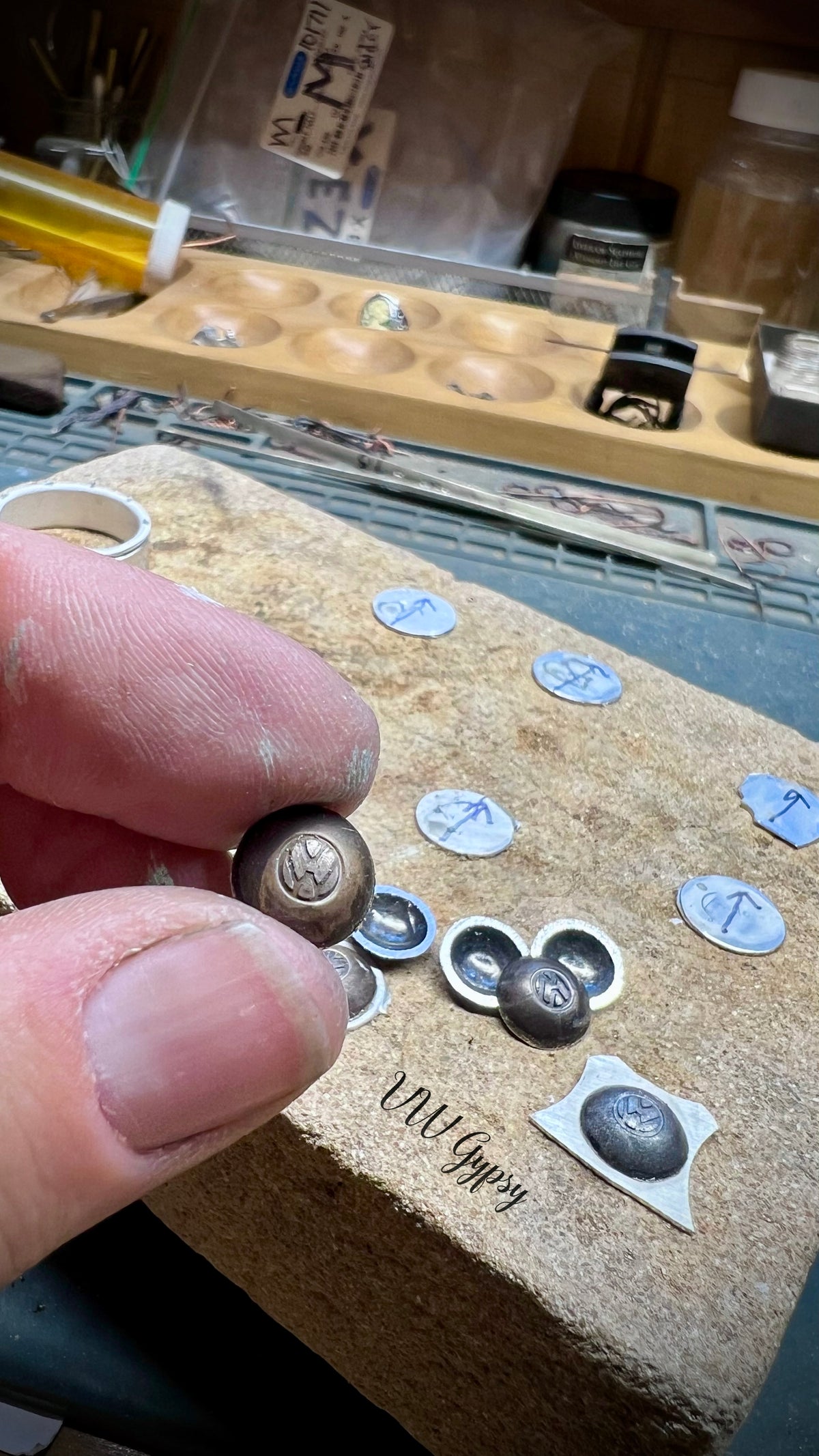 Hub Cap Stud earring in Sterling Silver