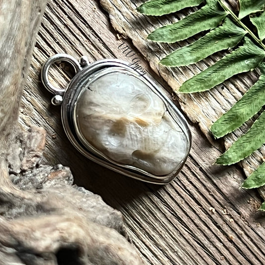 Moonstone Skull Sterling Silver Pendant