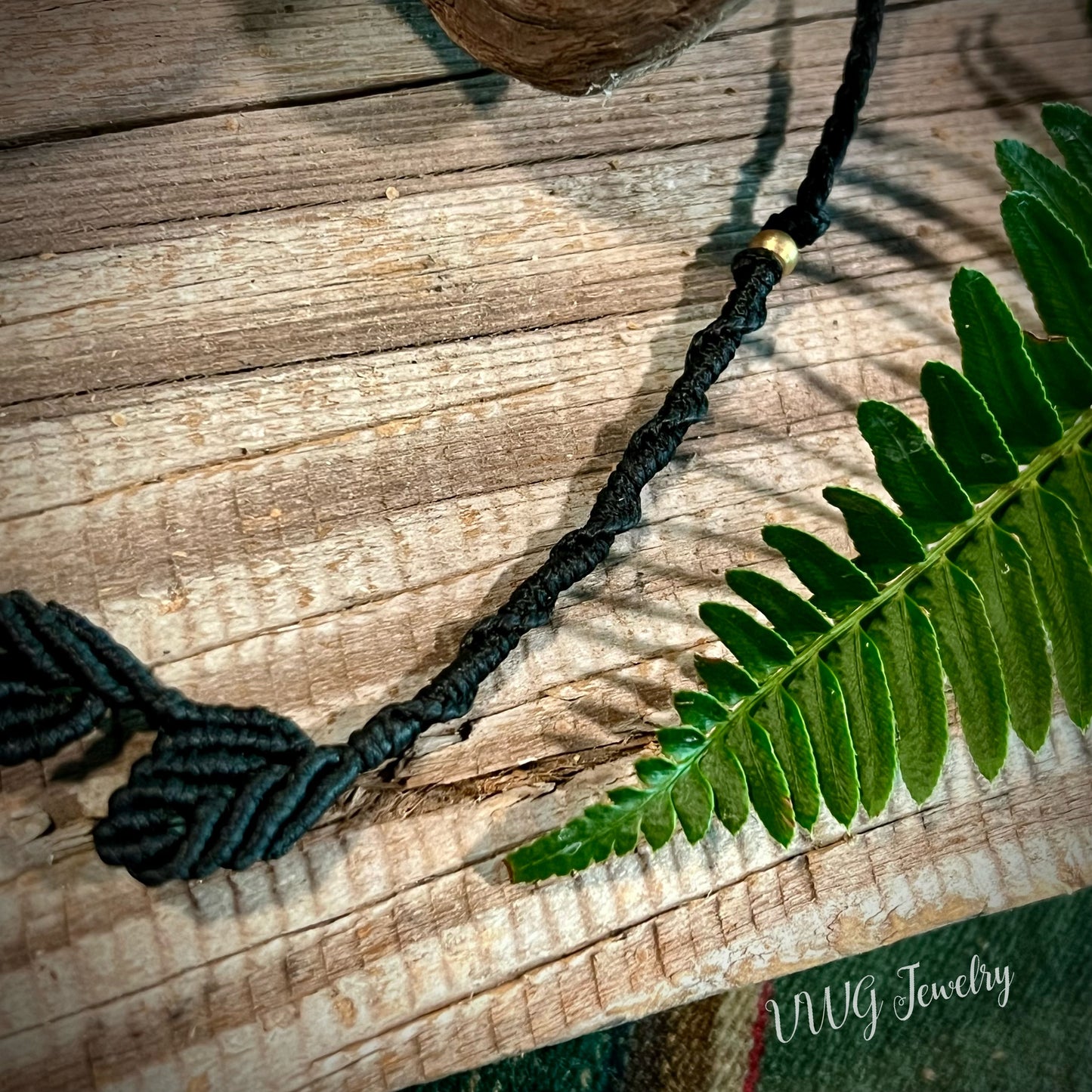 Black Leaf Macrame Necklace