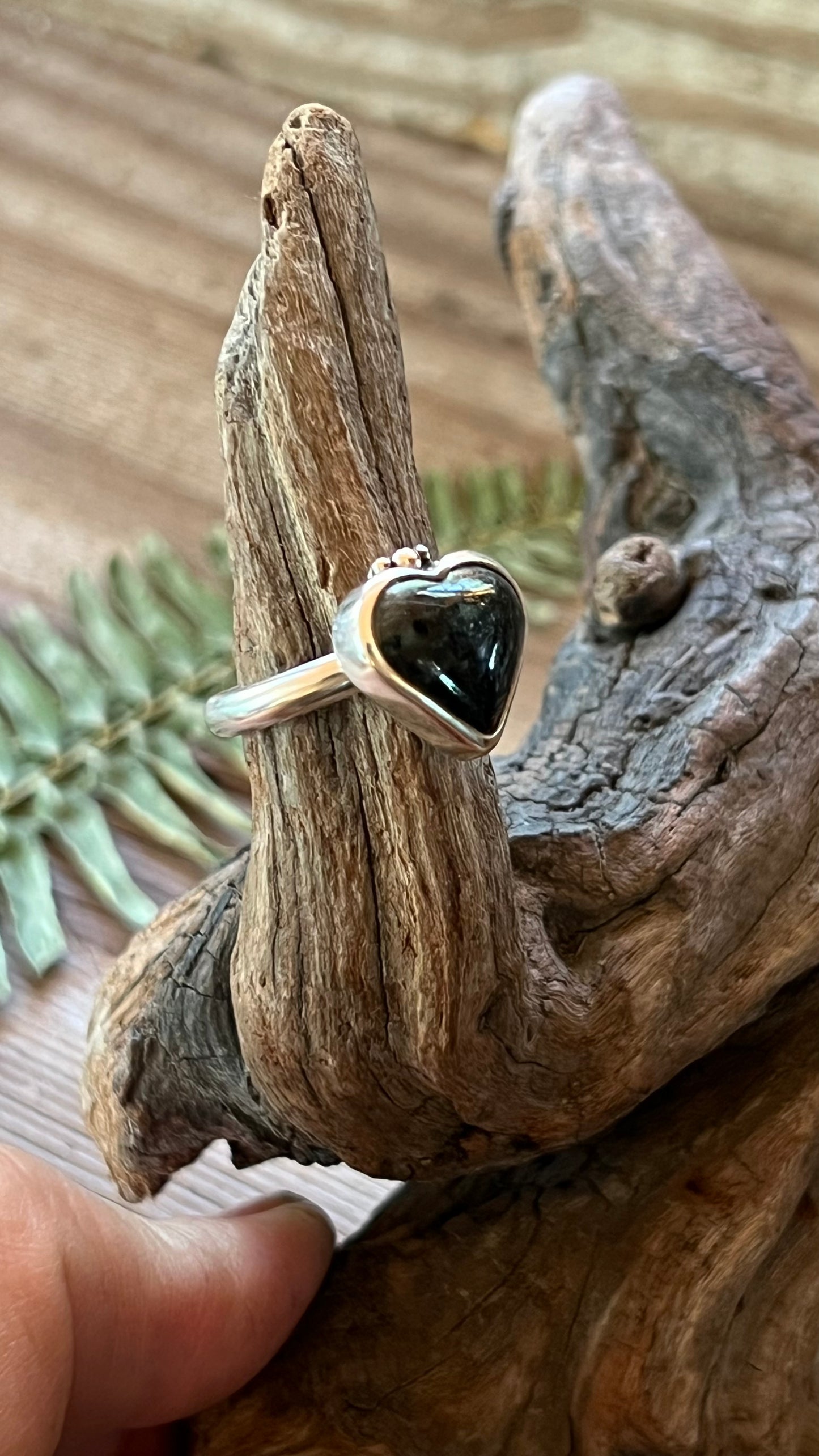 Stone Heart Sterling Silver Rings