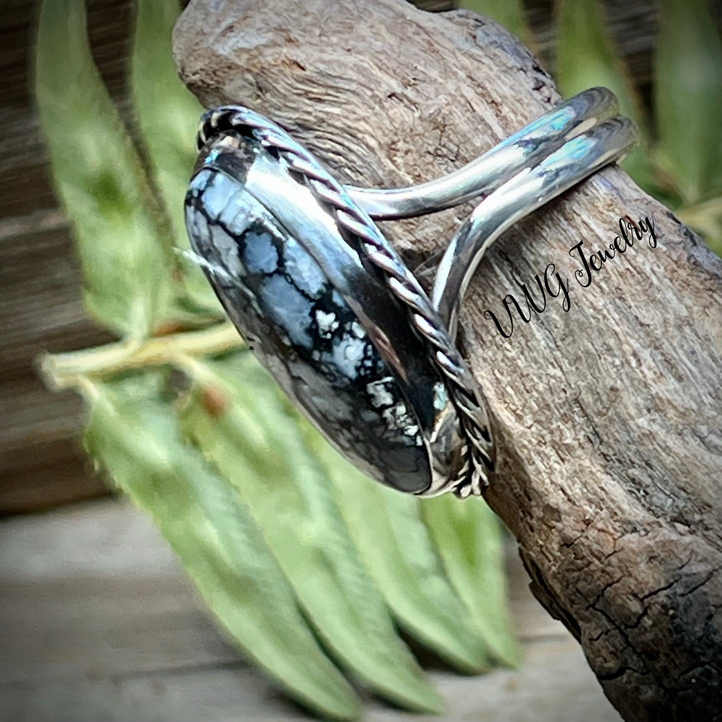 White Buffalo Turquoise Sterling Silver Ring Size 8