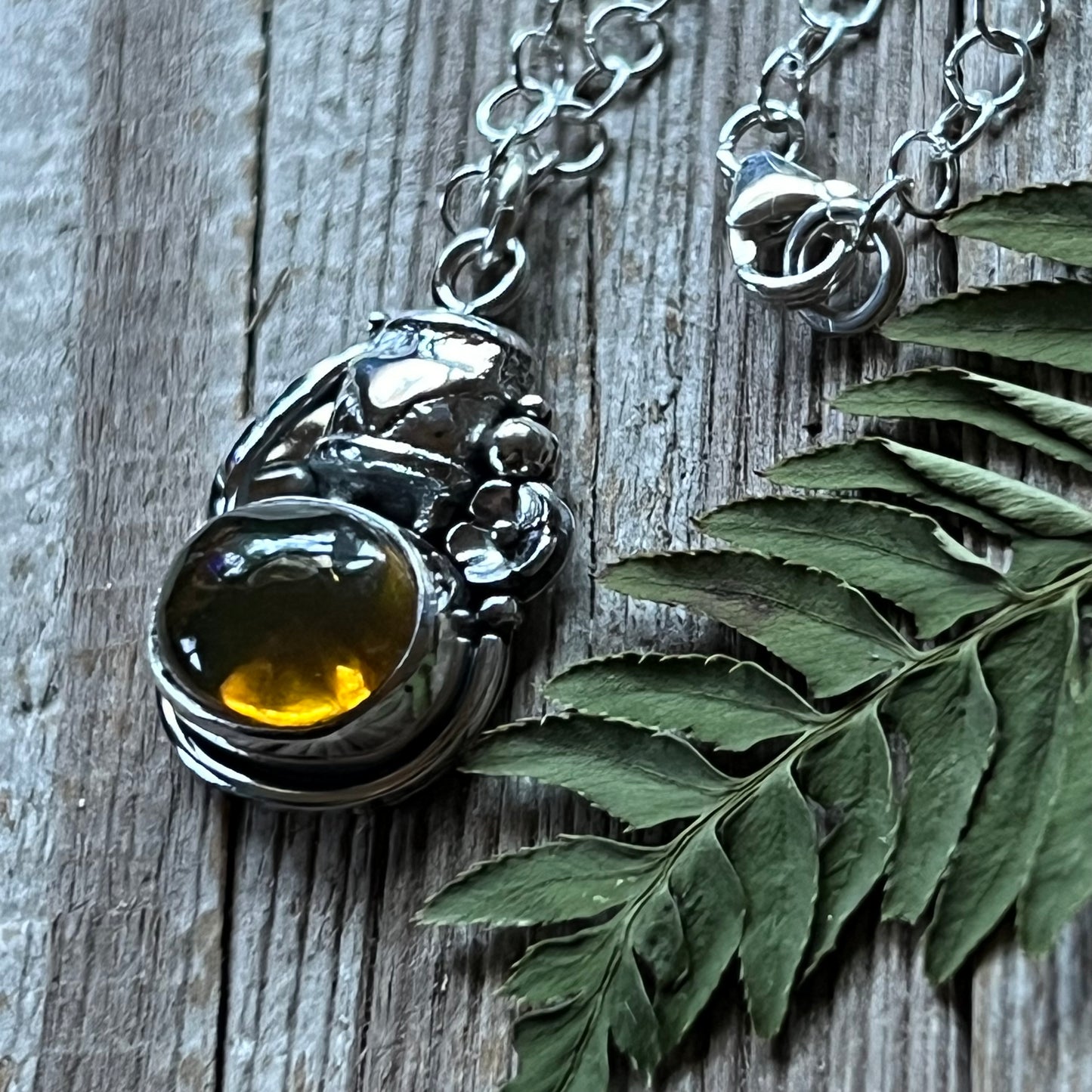 Love Bus Amber Oval & Sterling Necklace