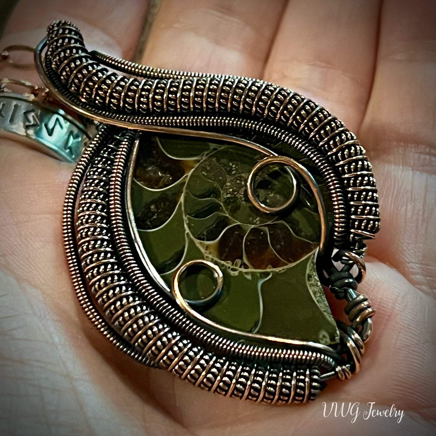 Ammonite Wire Wrap Necklace