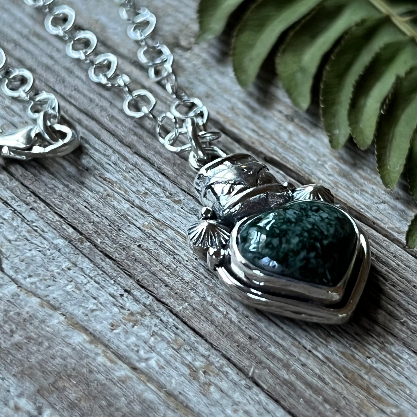 Love Bus Jade Heart & Sterling Necklace